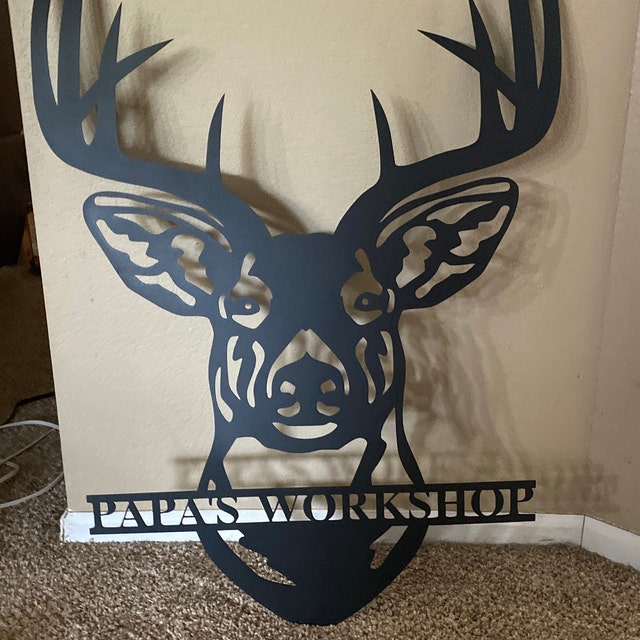 Family Gift Personalized Name Deer Antler Metal Sign Decor