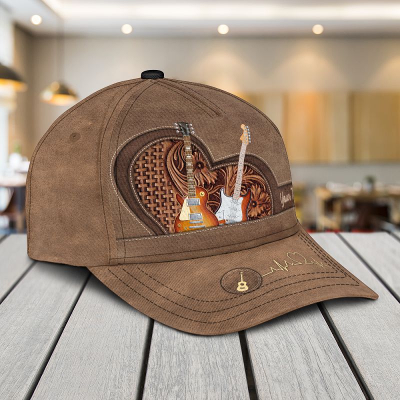 Brown Heart Personalized Guitar Cap