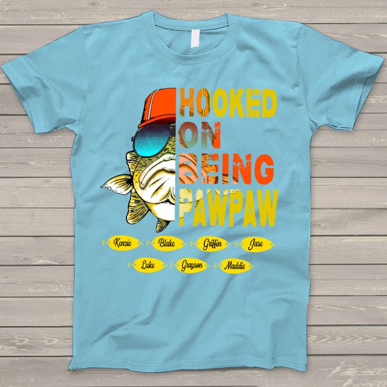 Personalized Hooked on Being Grandpa Tshirt