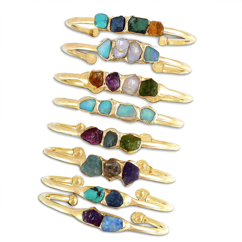 Custom Family Birthstone Raw Crystal Bracelet