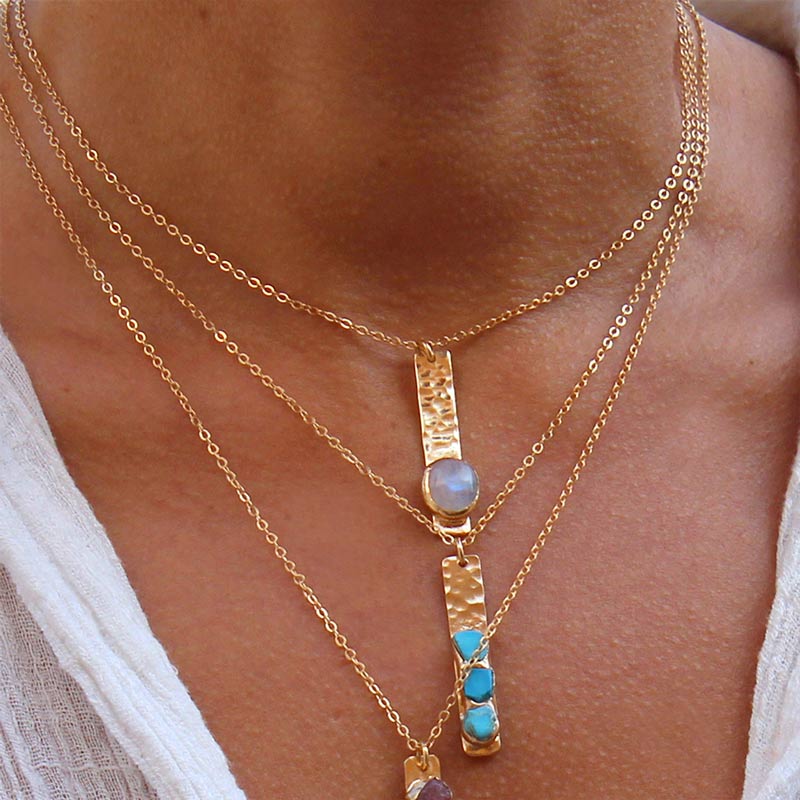 Vertical Custom Birthstone Raw Crystal Necklace