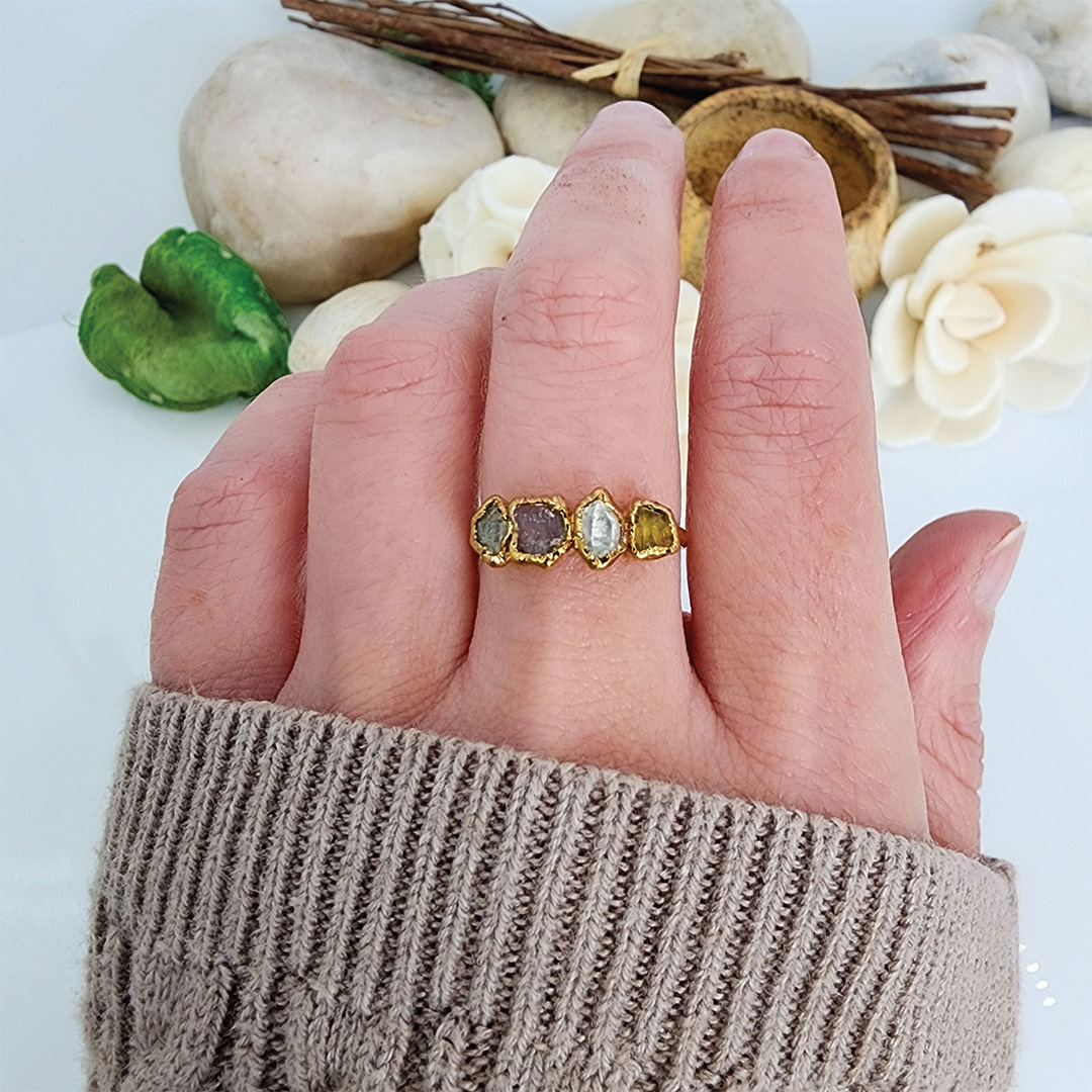 Custom Birthstone Raw Crystal Ring