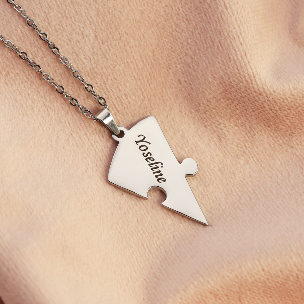 Personalized Heart Puzzle Pieces Necklace or Keychain For Mother's/Father's Day Gift Family/Sibling/BFF Gift 