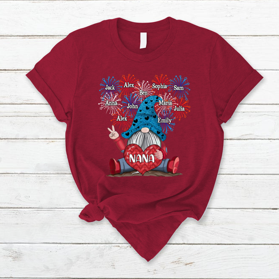Grandma Nana Gnomes Firework Happy Independence Day T-Shirt