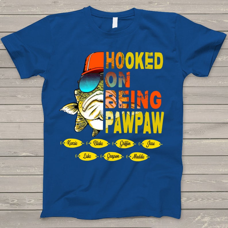 Personalized Hooked on Being Grandpa Tshirt