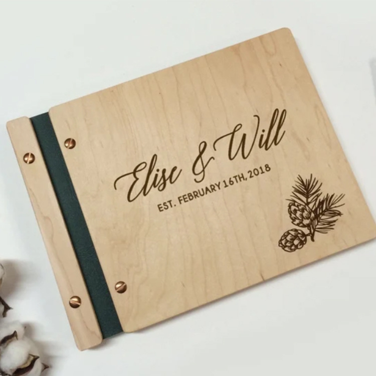 Personalized Wooden Wedding Guest Book for Unique & Love 