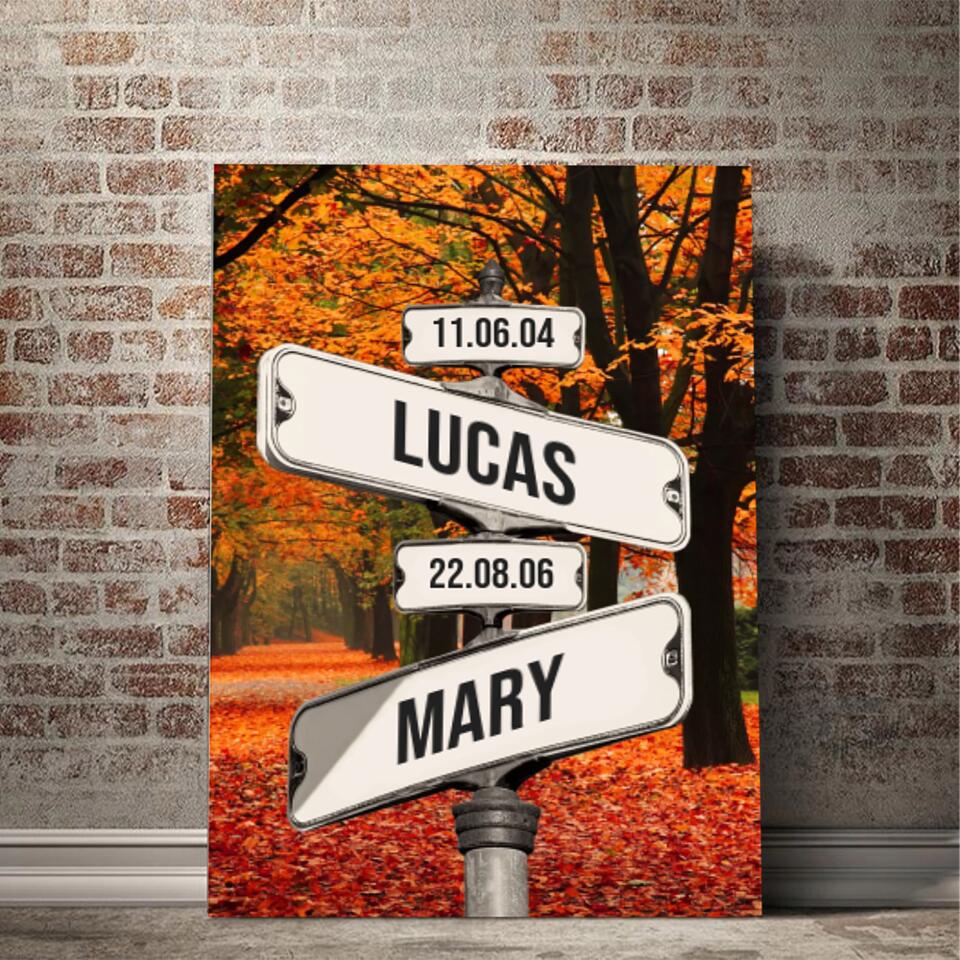 Personalized Canvas "Date of birth of children" Central Park in fall