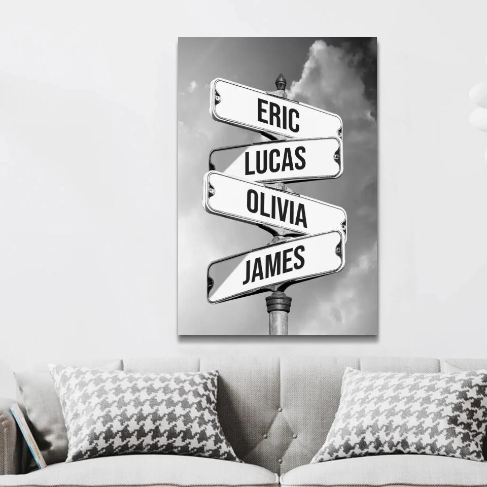 Personalized Canvas "Vintage street sign for families"