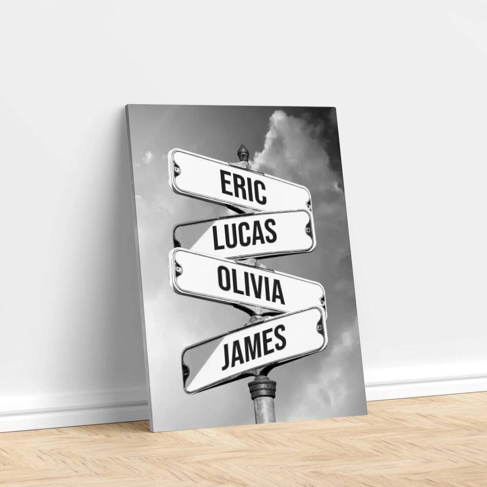 Personalized Canvas "Vintage street sign for families"
