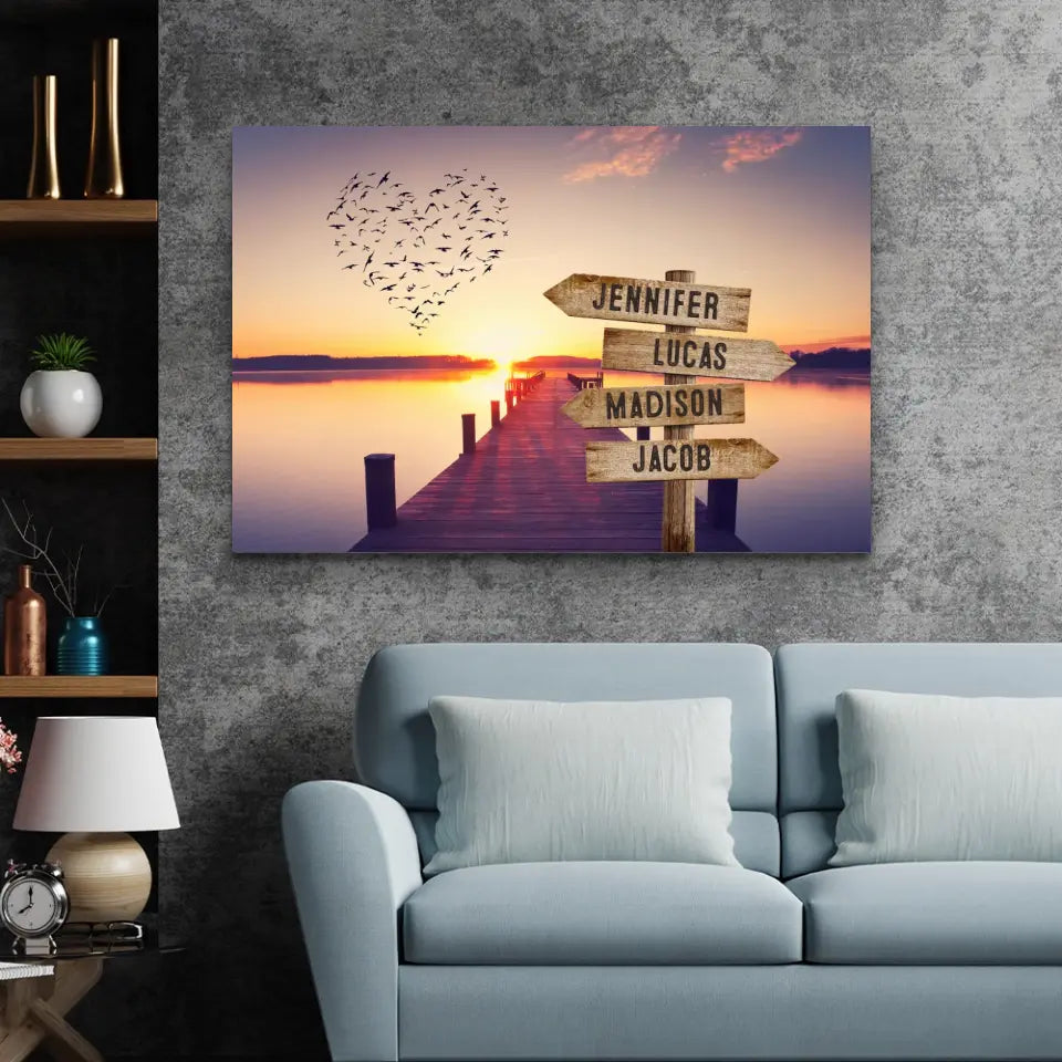 Personalized Sunset Multi-Name Premium Canvas