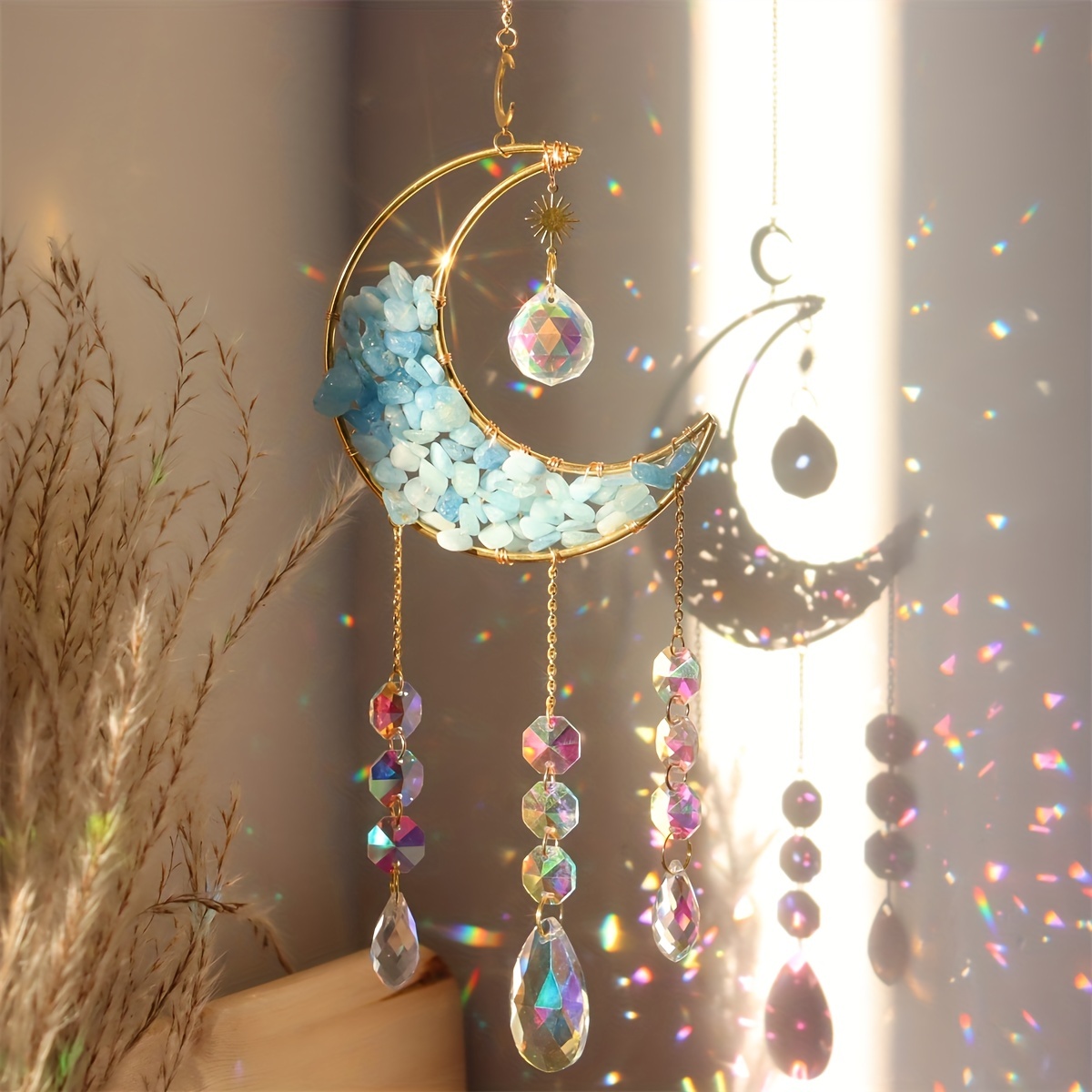 Crystal Moon Star Suncatcher
