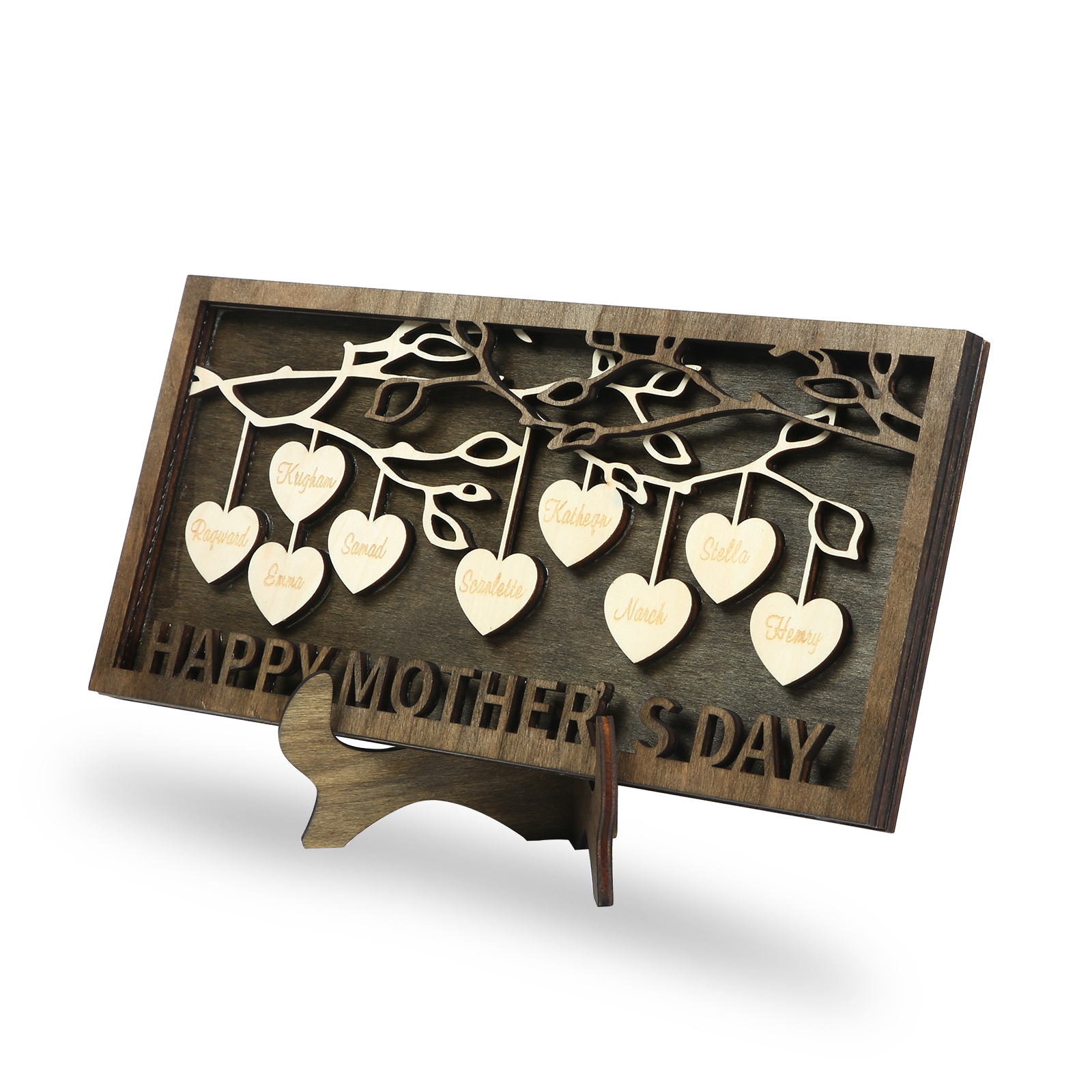 9 Names Personalized Family Tree Frame Wood Frame 9 Family Members Custom Text