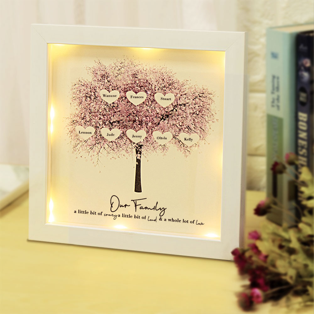 Custom 14 Names Family Tree Frame, Family Tree LED Ligh Picture Frame, Best Gift for Family