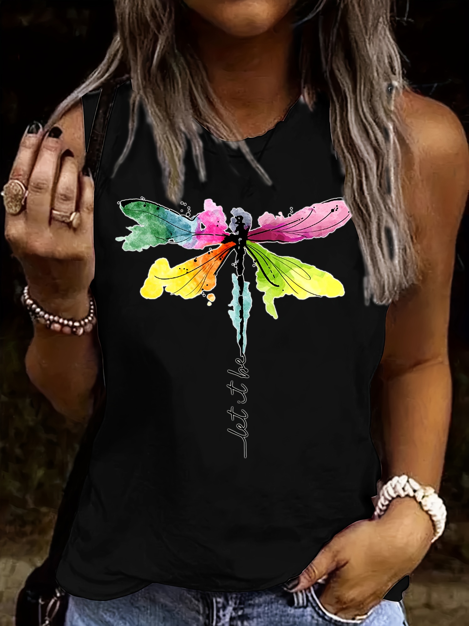 Personalized Dragonfly Print Tank Top