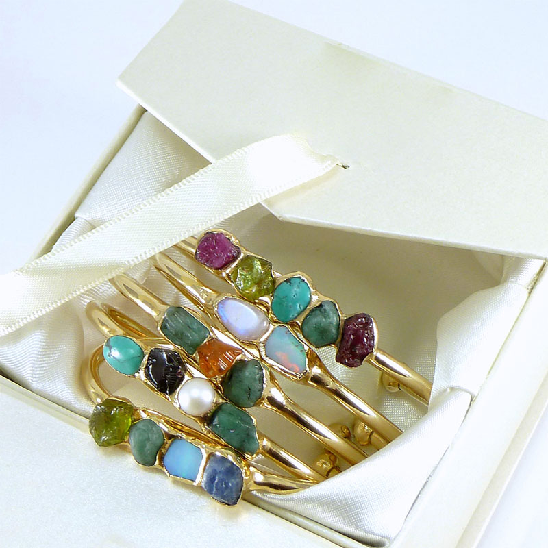 Custom Family Birthstone Raw Crystal Bracelet