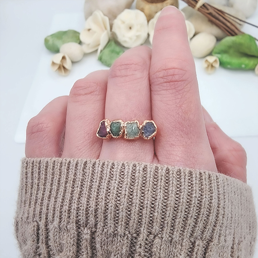 Custom Birthstone Raw Crystal Ring