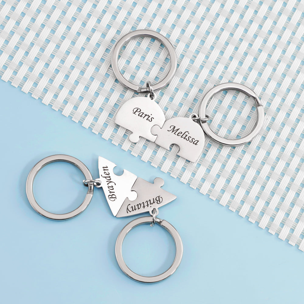 Personalized Heart Puzzle Pieces Necklace or Keychain For Mother's/Father's Day Gift Family/Sibling/BFF Gift 