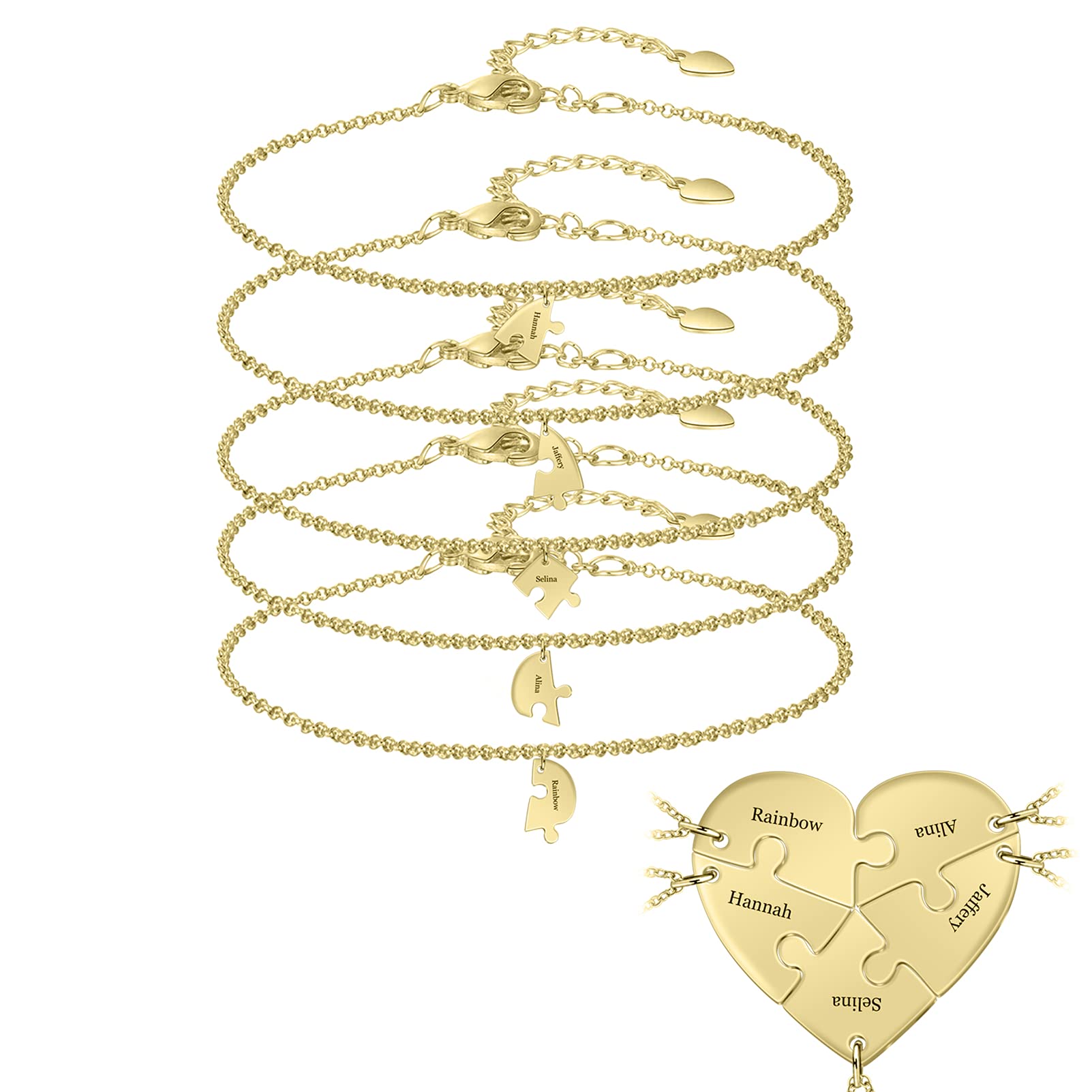 Personalized Heart Puzzle Pieces Necklace or Keychain For Mother's/Father's Day Gift Family/Sibling/BFF Gift 