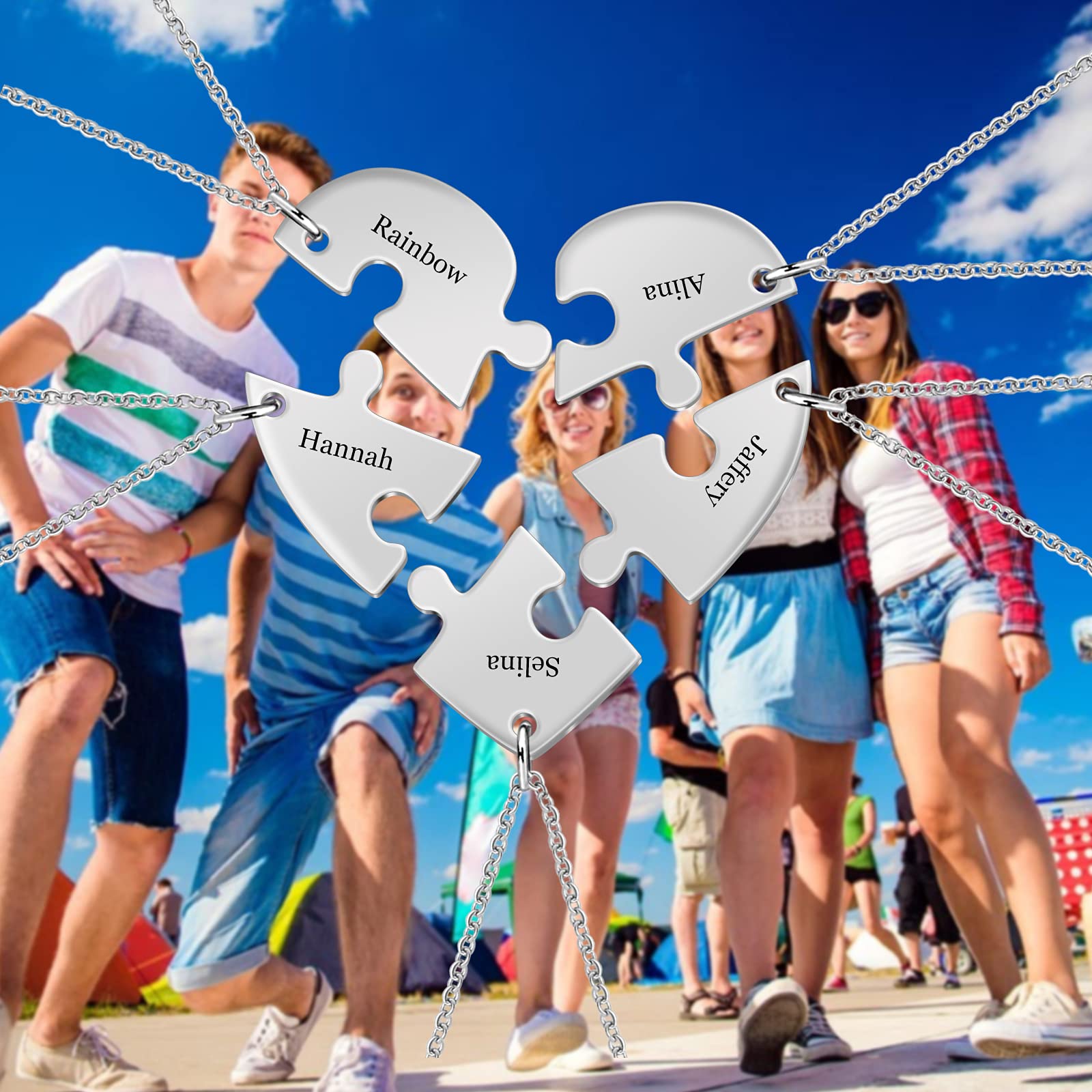 Personalized Heart Puzzle Pieces Necklace or Keychain For Mother's/Father's Day Gift Family/Sibling/BFF Gift 