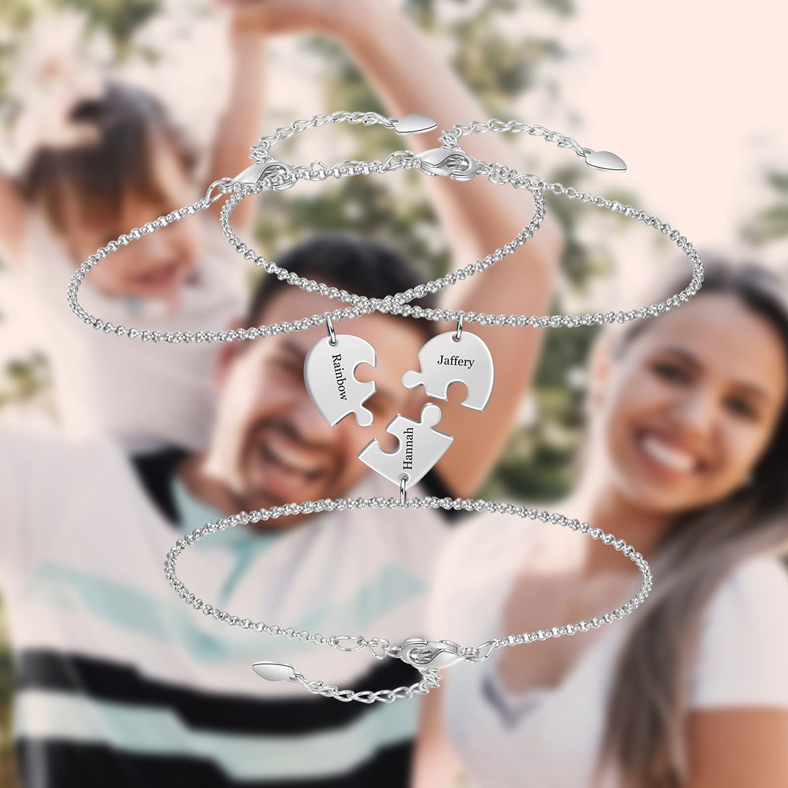 Personalized Heart Puzzle Pieces Necklace or Keychain For Mother's/Father's Day Gift Family/Sibling/BFF Gift 