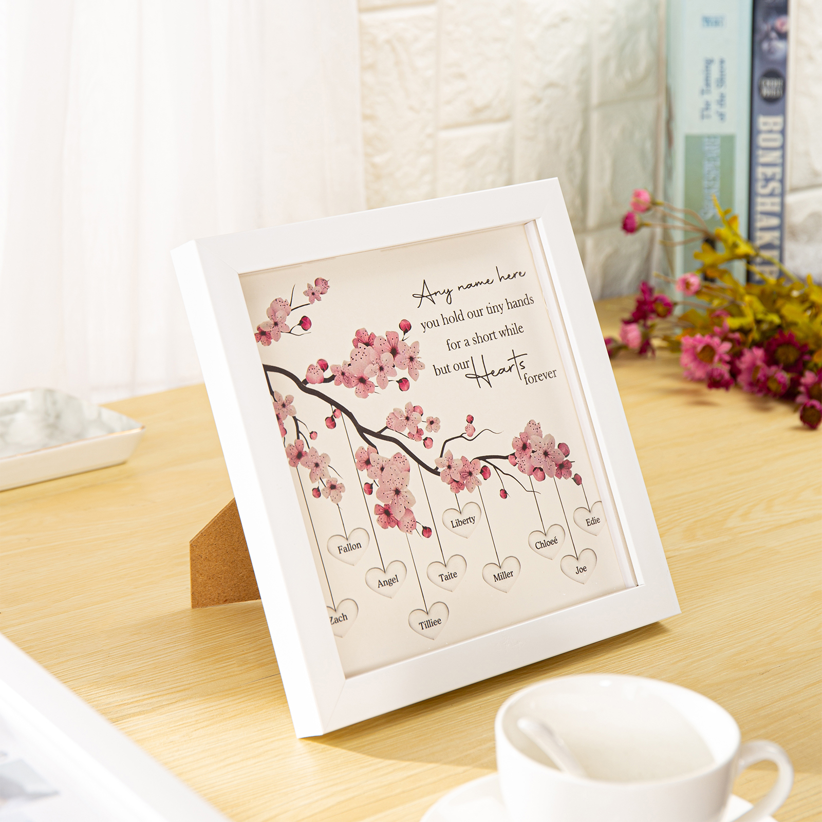 Custom 8 Names Family Tree Frame, Family Tree LED Light Picture Frame,Best Gift for Family