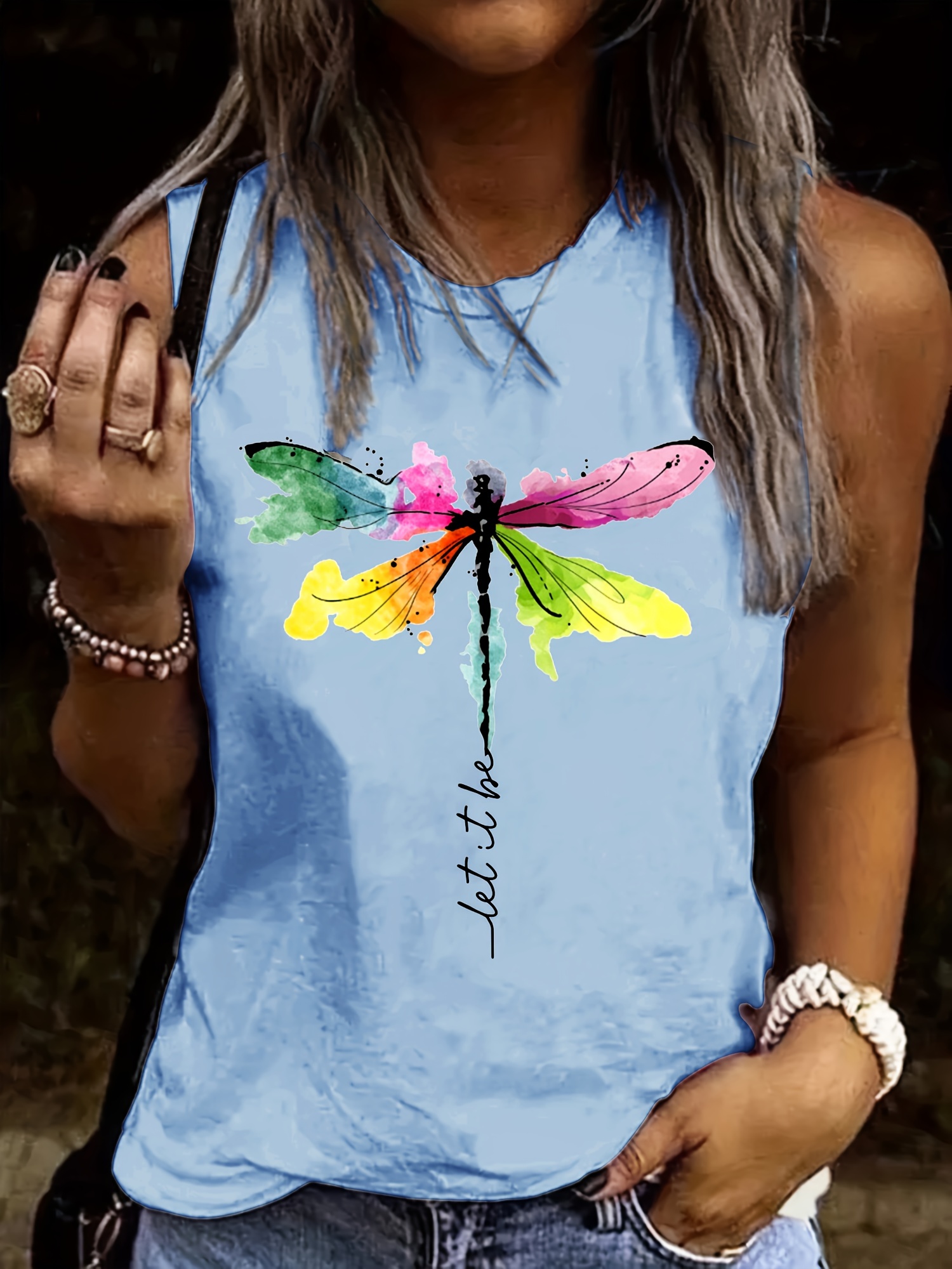 Personalized Dragonfly Print Tank Top