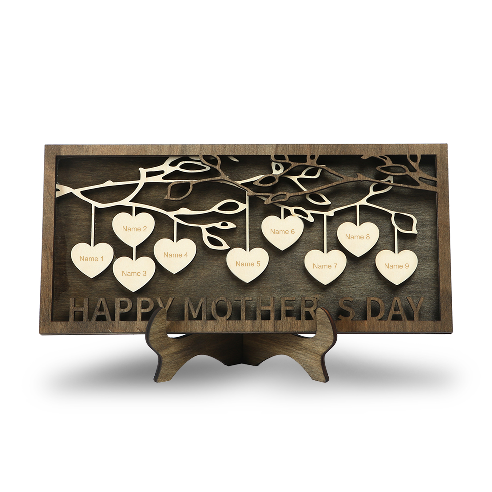 9 Names Personalized Family Tree Frame Wood Frame 9 Family Members Custom Text