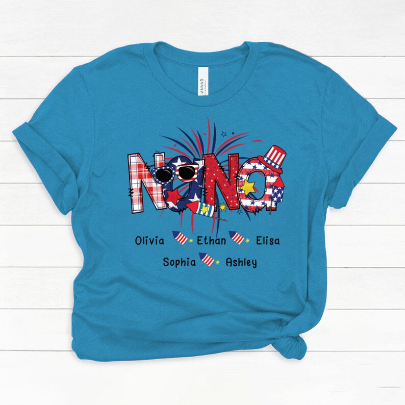 Personalized Grandma Tshirt, Classic Canvas Nana Tshirt, High Quality Grandma Shirt, Mom Shirt Classic Canvas 4th of july Bella Canvas Nana