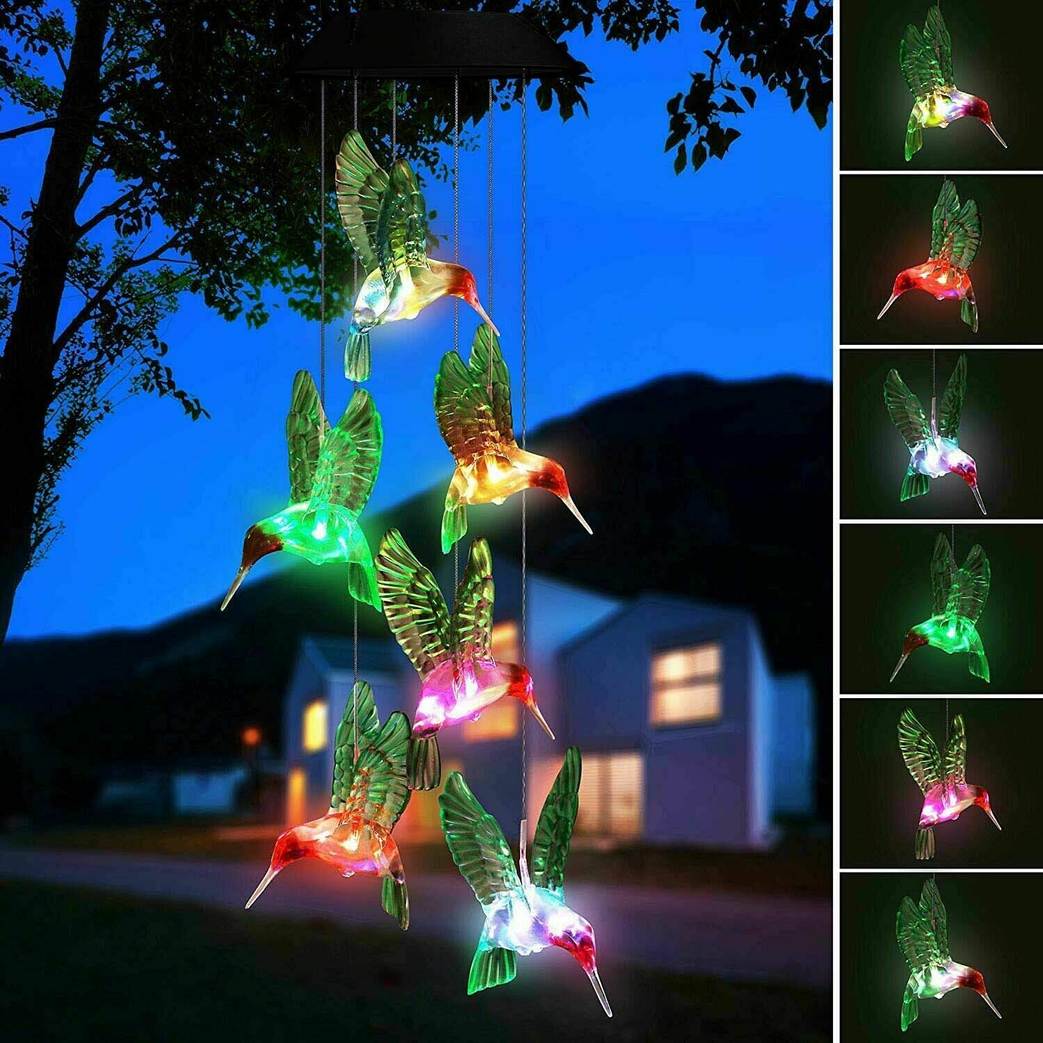 SolarPowered Dangling Hummingbird Lights