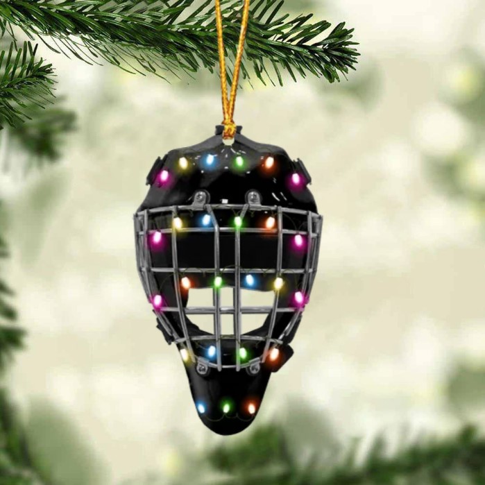 Ice Hockey Helmet With Cage - Personalized Christmas Ornament - Gifts For Ice Hockey Lovers