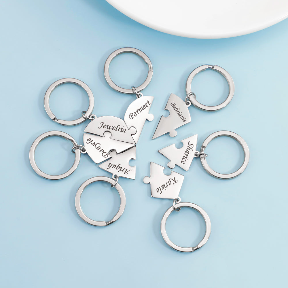 Personalized Heart Puzzle Pieces Necklace or Keychain For Mother's/Father's Day Gift Family/Sibling/BFF Gift 