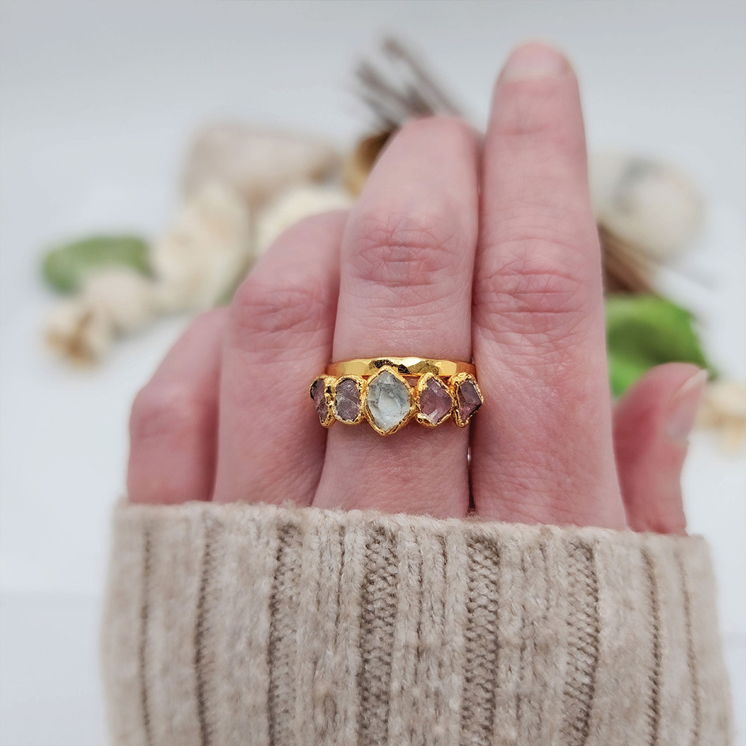 Custom Birthstone Raw Crystal Ring