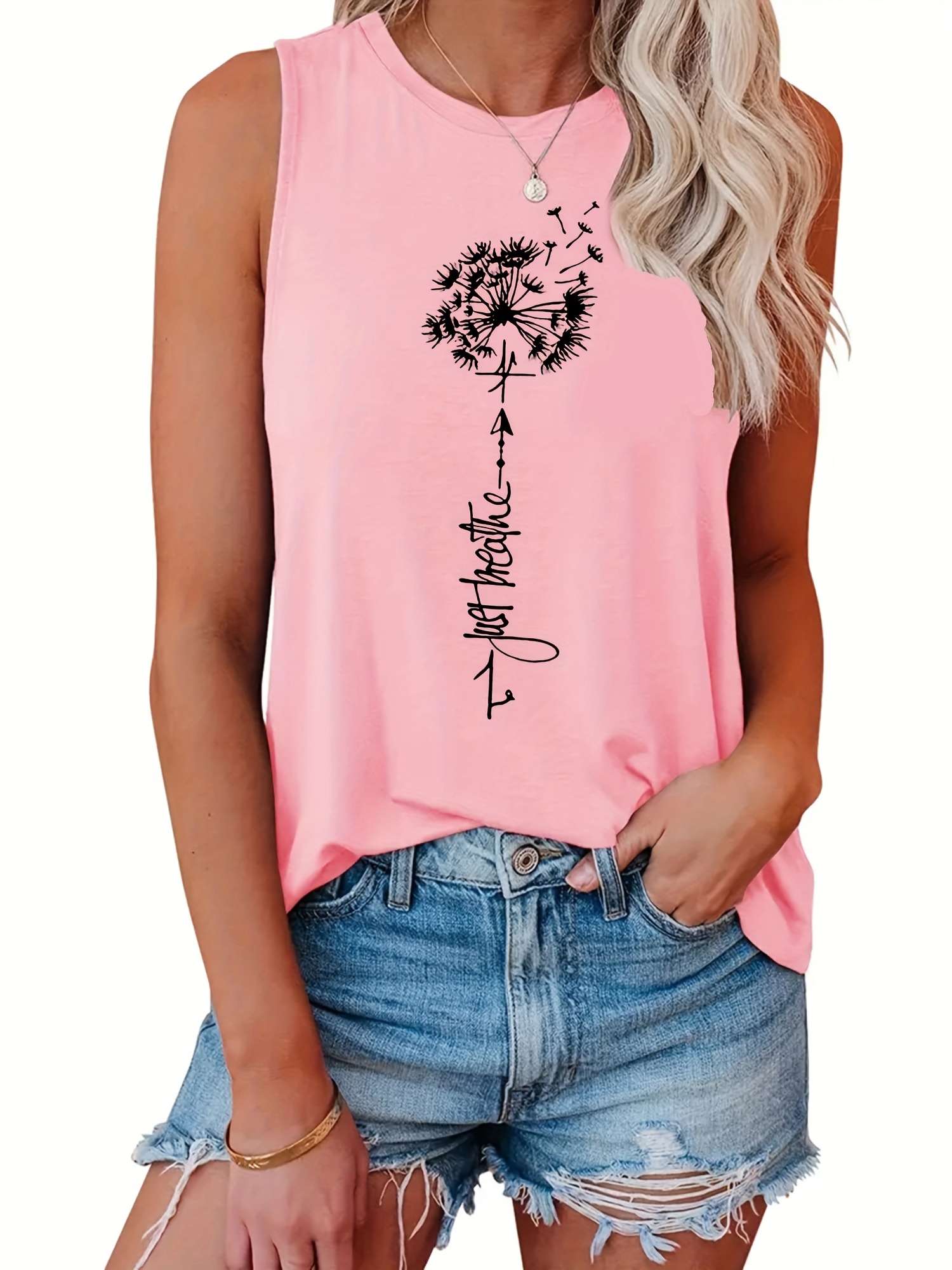  Personalized Dandelion Print Tank Top