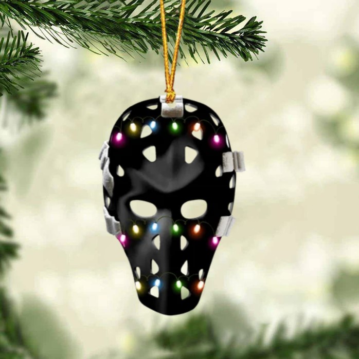 Ice Hockey Helmet With Cage - Personalized Christmas Ornament - Gifts For Ice Hockey Lovers