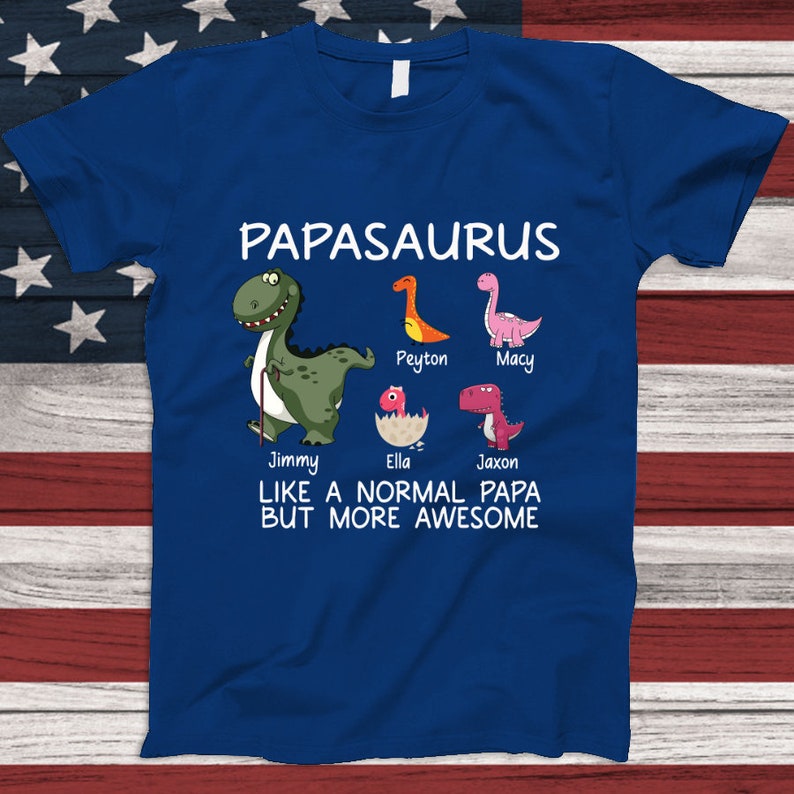 Personalized Papasaurus Shirt, Custom Funny Pop pop shirt, Shirt for Grandpa