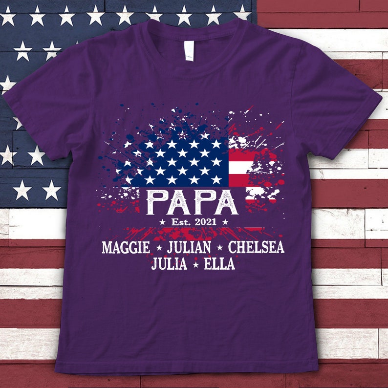 Personalized Papa Shirt, 4th of july papa T-Shirt
