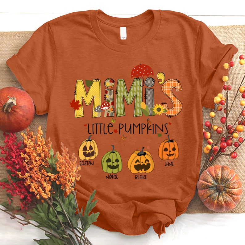 Personalized Mimi Pumpkin Shirt, Custom Grandma Nana Mimi Shirt