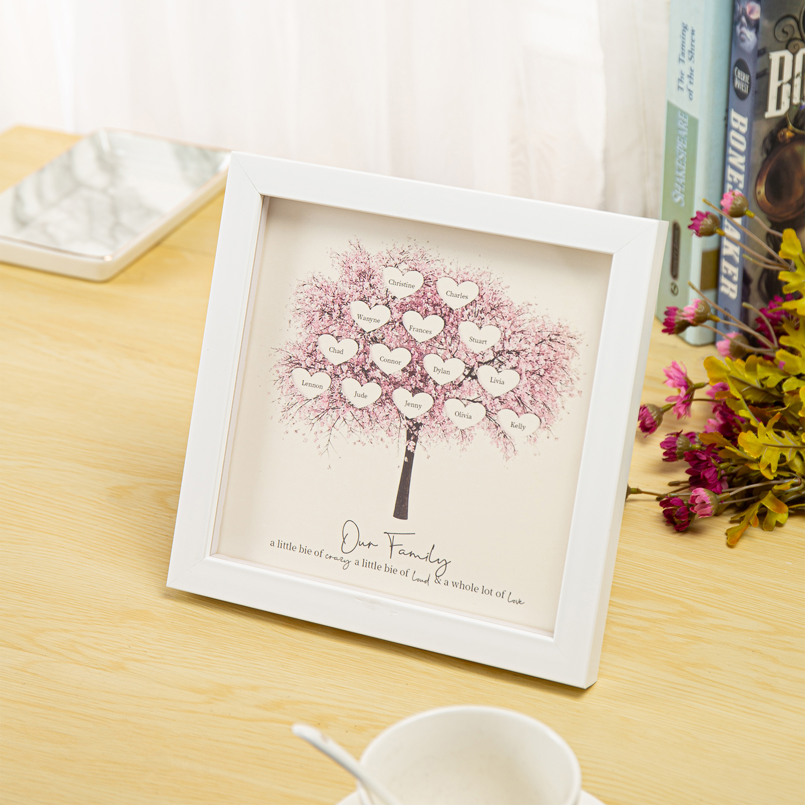 Custom 3 Names Family Tree Frame, Family Tree LED Ligh Picture Frame, Best Gift for Family