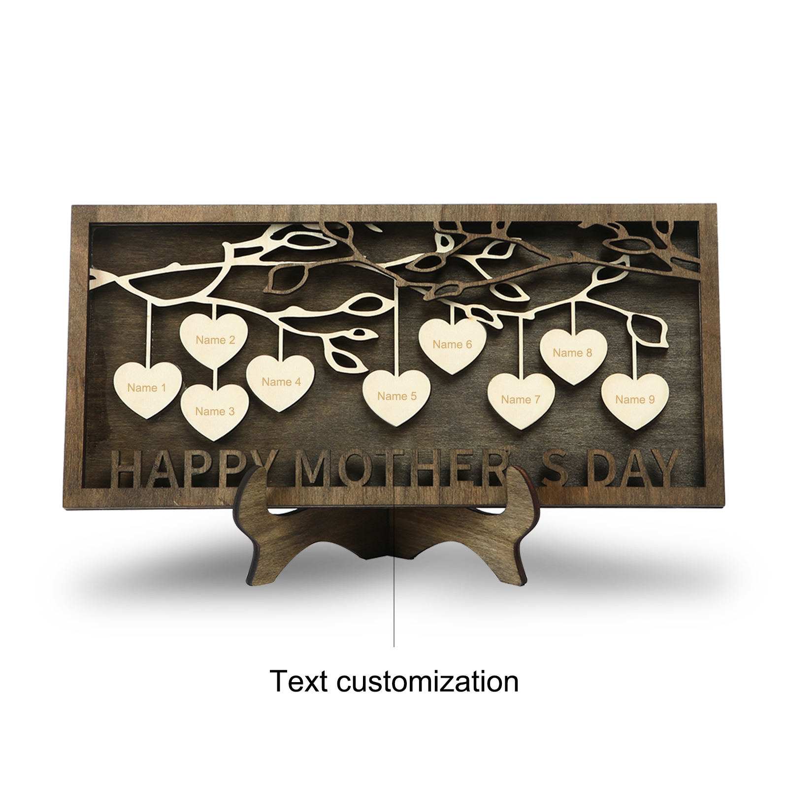 9 Names Personalized Family Tree Frame Wood Frame 9 Family Members Custom Text