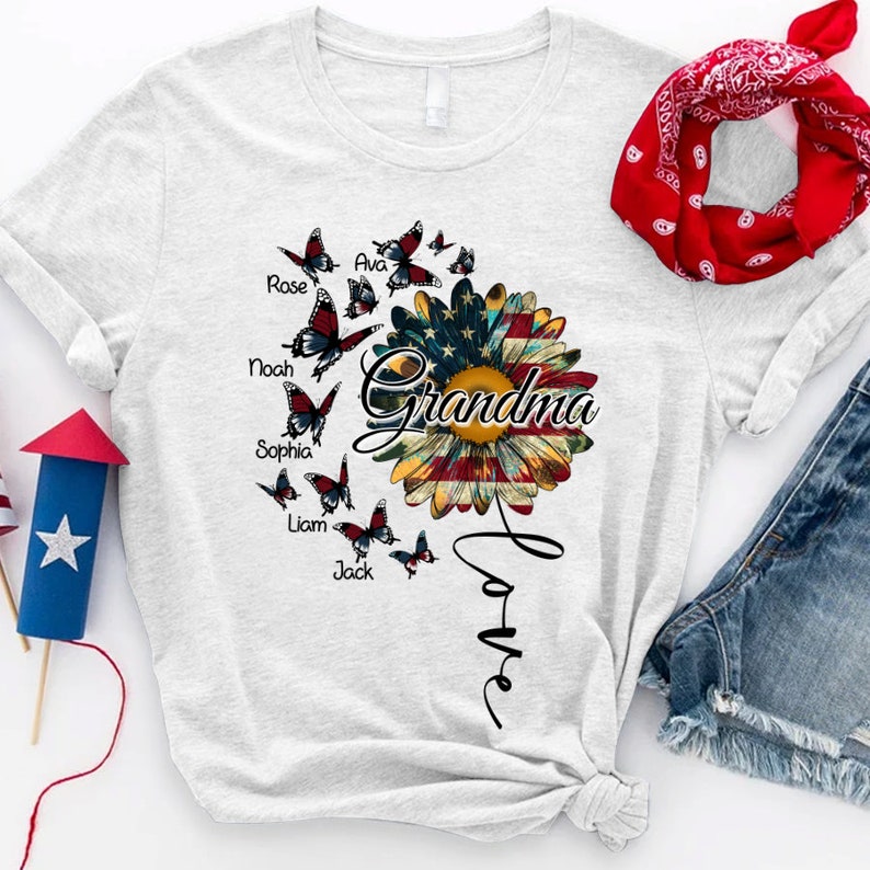Personalized Grandma Shirt, Custom Grandma Nickname 4th of July Shirt