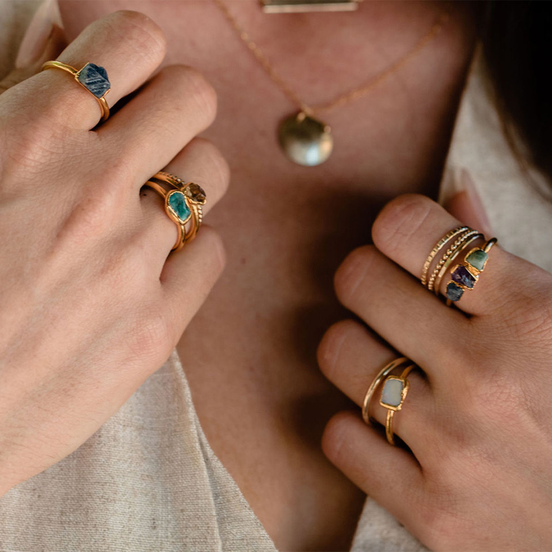 Custom Birthstone Raw Crystal Ring