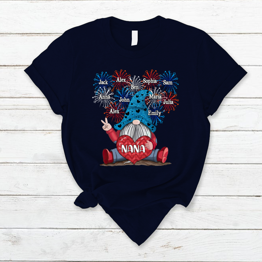 Grandma Nana Gnomes Firework Happy Independence Day T-Shirt