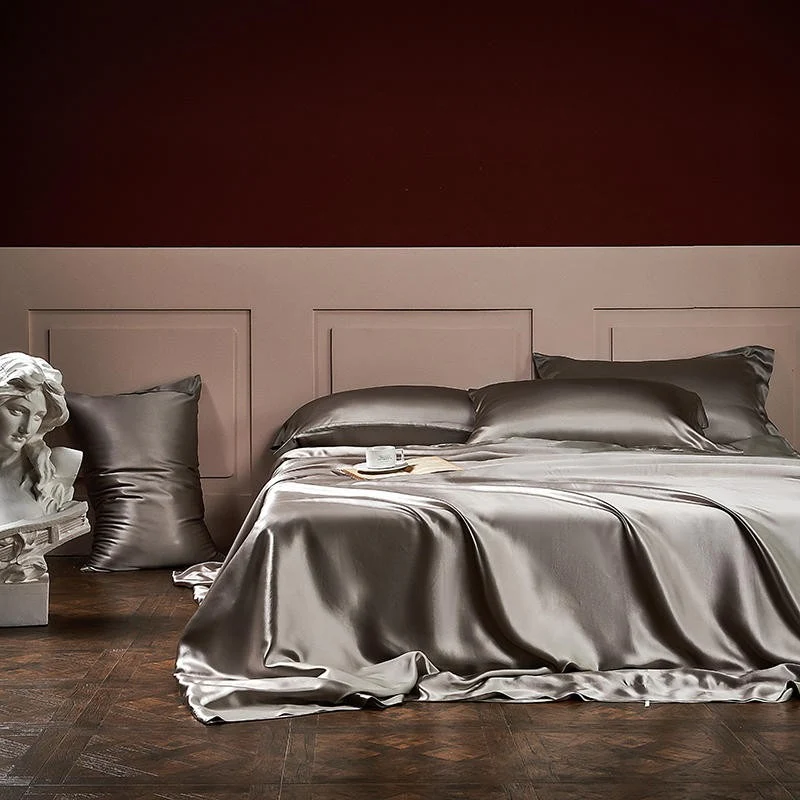 FREE SHIPPING🌹25 Momme Luxury Pure Mulberry Silk Bedding Set of 4(1x Quilt Cover + 1x Bedsheet + 2x Pillowcases)