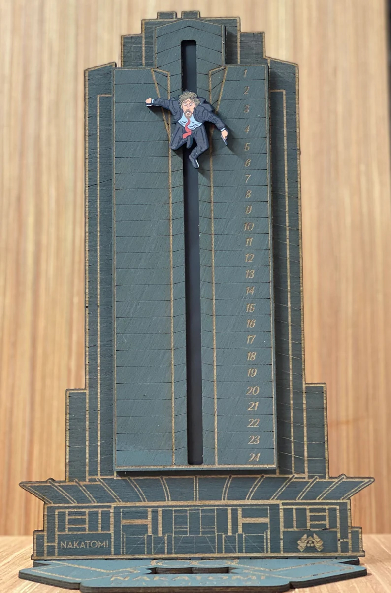Die Hard Advent Calendar - Hans Gruber Falling off off Nakatomi Plaza