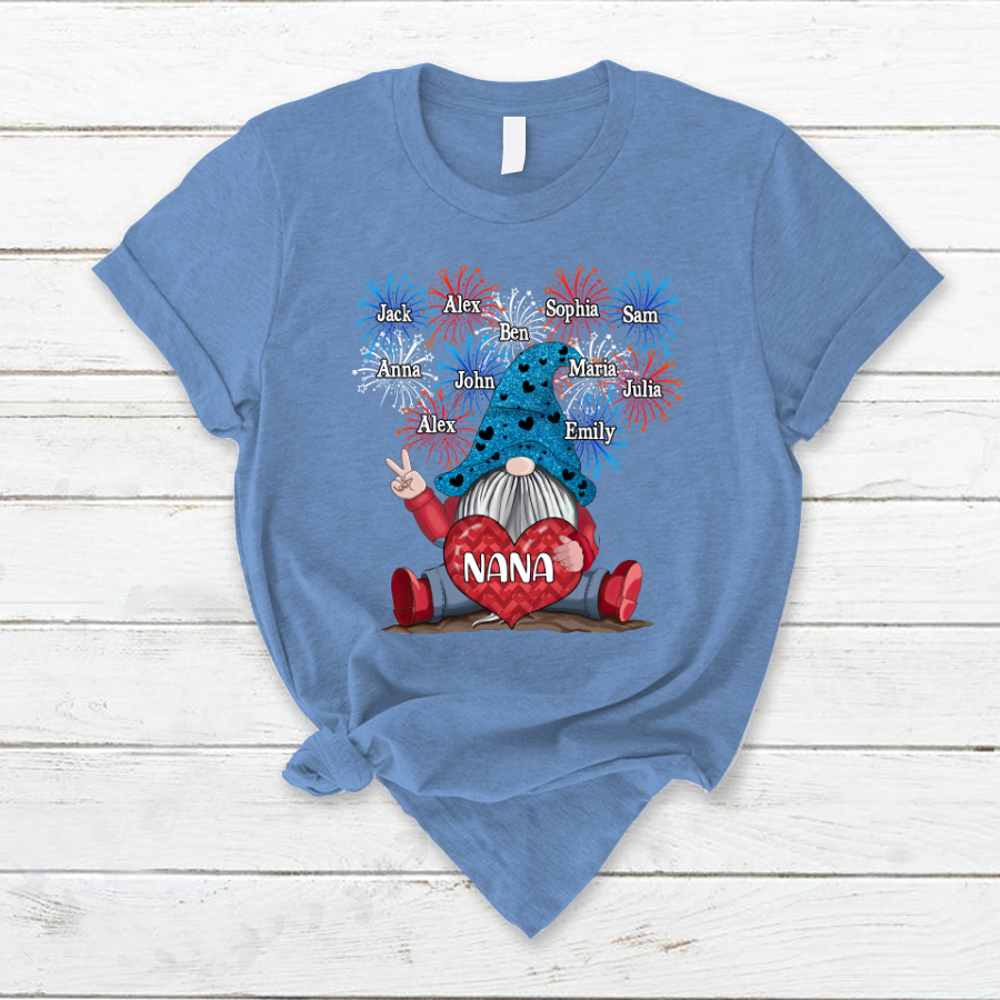 Grandma Nana Gnomes Firework Happy Independence Day T-Shirt