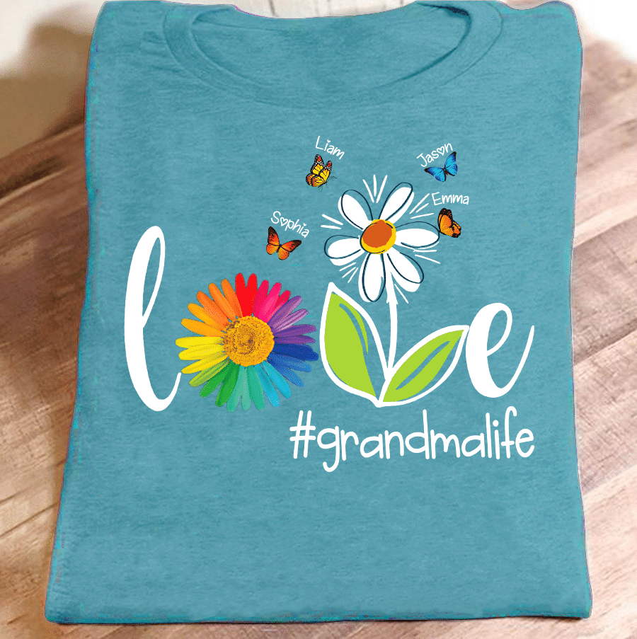 Love Grandma Life Butterfly | Personalized T-Shirt