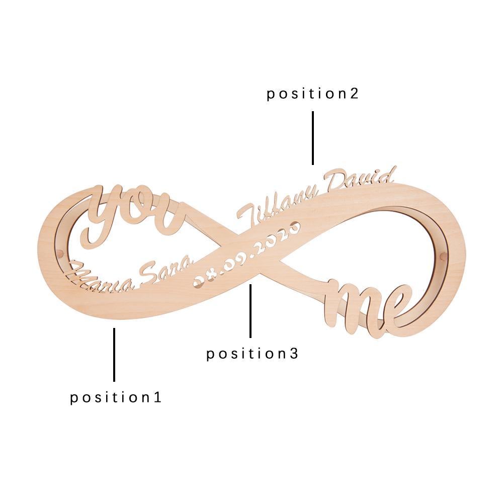 Custom Lamp Name Sign Engraved Wood Nightlight Personalised Name Light Infinity