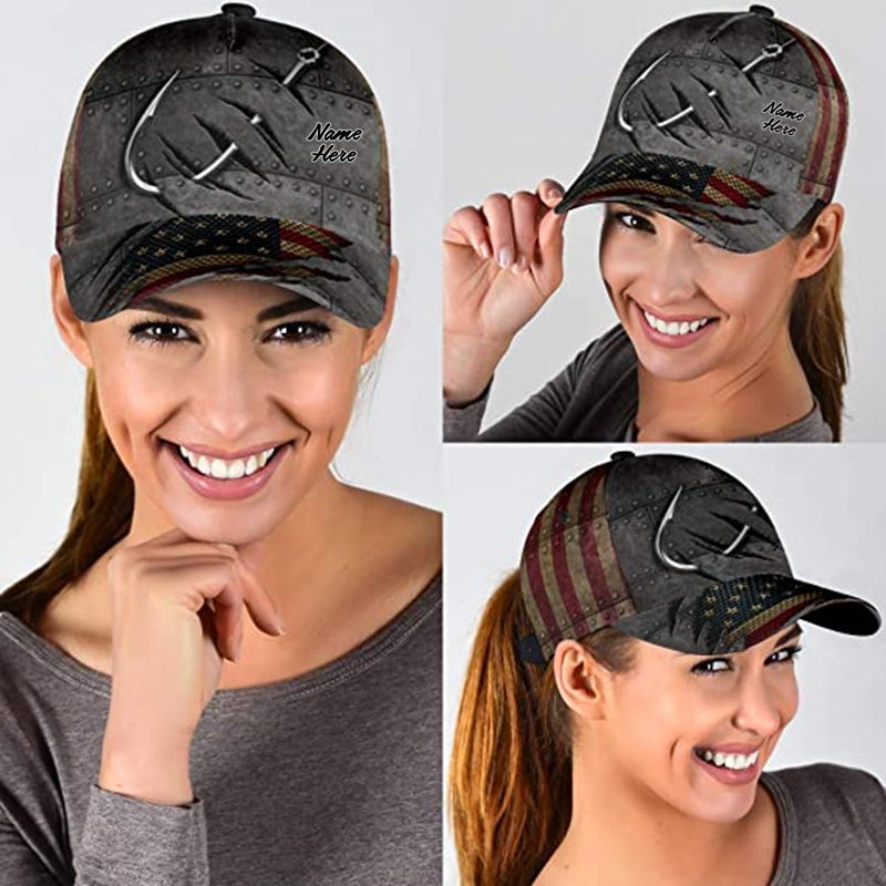 Fishing Personalized America Flag Classic Cap Fishing Hat