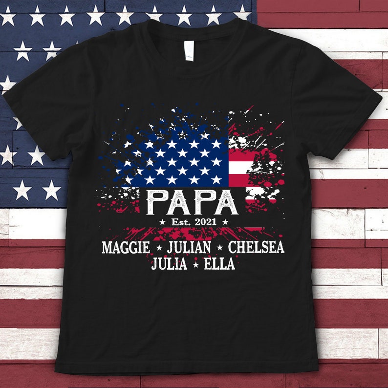 Personalized Papa Shirt, 4th of july papa T-Shirt