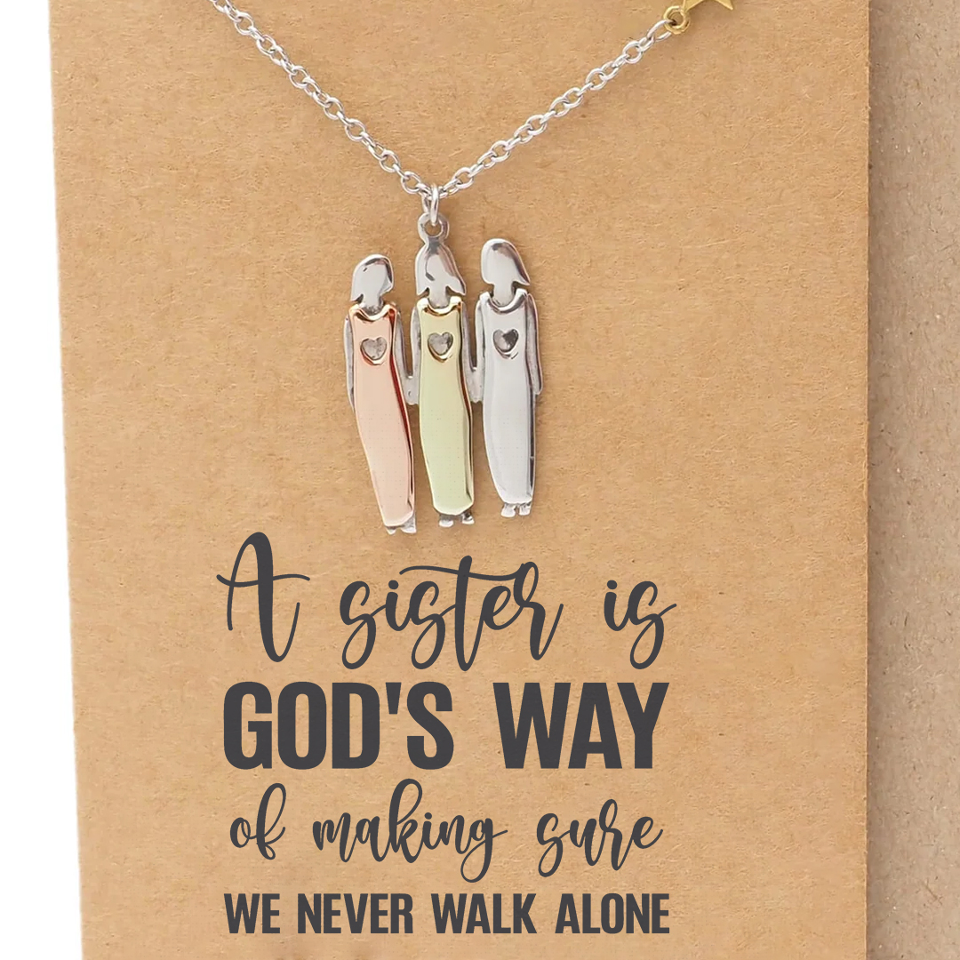 For Sister - A Sister Is God's Way Of Making Sure We Never Walk Alone Sisters and Star Pendant Necklace